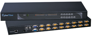 16 Port CyberView PS2/USB Two Console KVM Switch