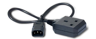 1m IEC C14 Plug (M) to UK 13A Socket (F)