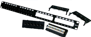 Excel Plus Cat6 4 Way 24 Port Black Modular Loaded