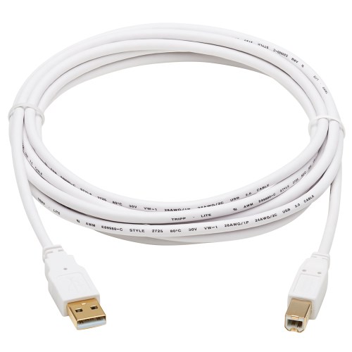 Tripp Lite U022AB-010-WH Safe-IT USB-A to USB-B Antibacterial Cable White 10 ft