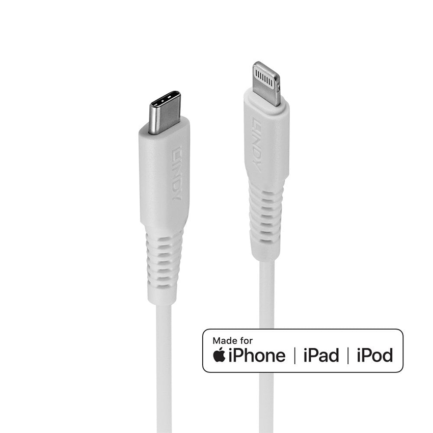 Lindy 31318 3m USB Type C to Lightning Cable White