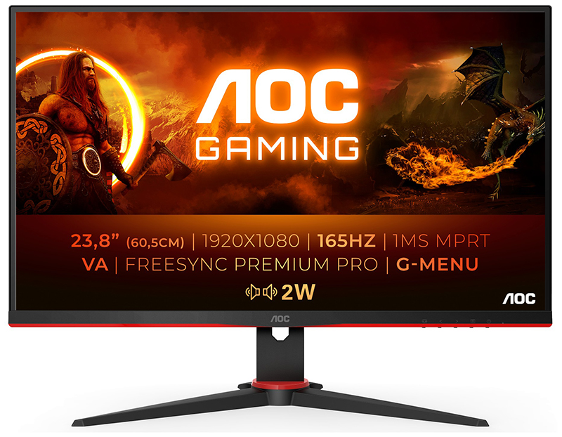 AOC 24G2SAE/BK 23.8in Full HD Monitor 1920 X 1080 Pixels Black, Red