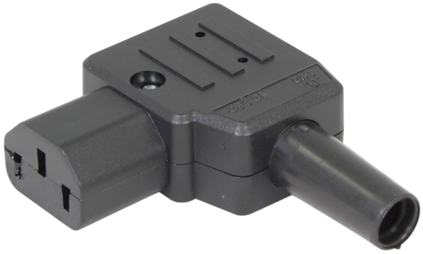 IEC C13 Female Left Angled Rewireable Connector