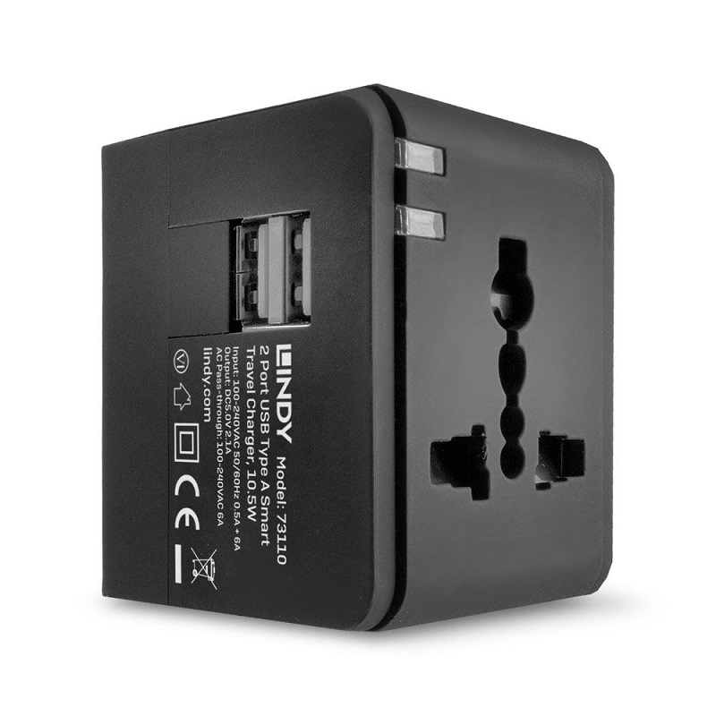 You Recently Viewed Lindy 73110 2 Port USB Type A Smart Travel Charger, 10.5W Image