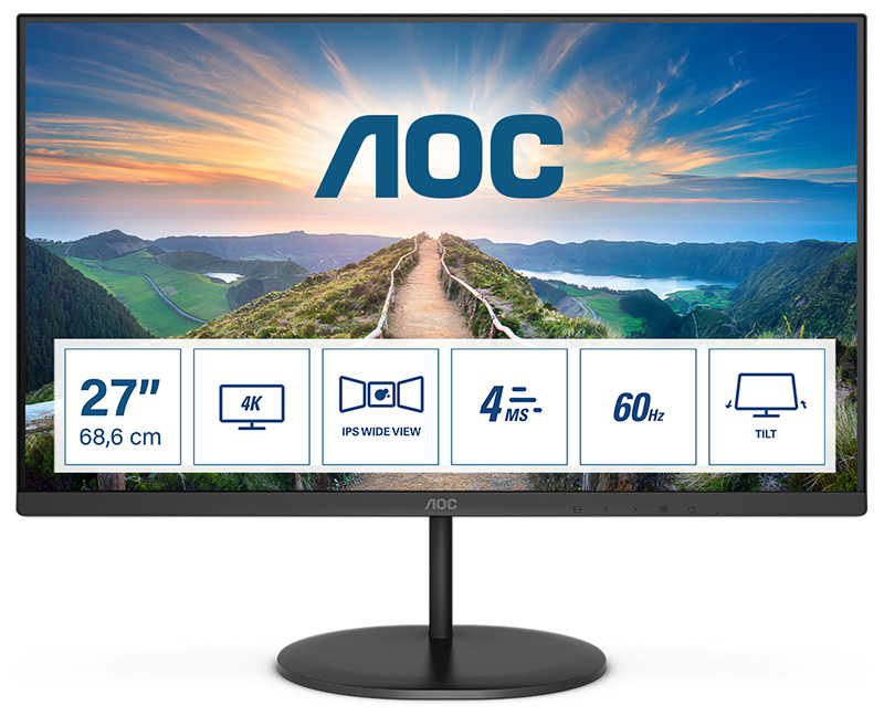 You Recently Viewed AOC V4 U27V4EA 27in 4K Ultra HD LED Monitor 3840 X 2160 Pixels Black Image