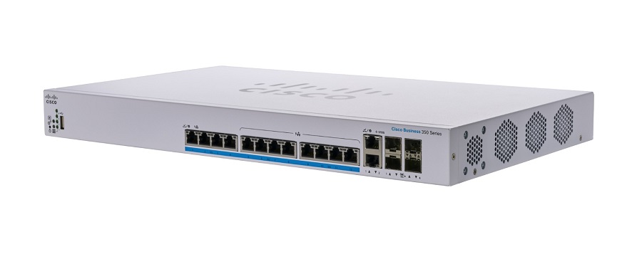 Cisco Business 350 CBS350-12NP-4X 12 Ports Layer 3 5-Gigabit PoE Switch - 375 W PoE Budget