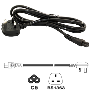Customers Also Purchased UK Mains - Clover Leaf (C5) Power Lead Image