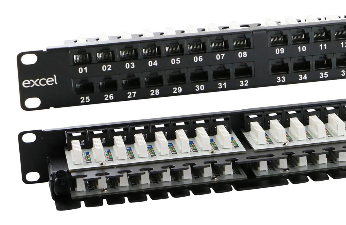 You Recently Viewed Excel 1U Cat6 48 Port Right Angled Patch Panel - Black Image