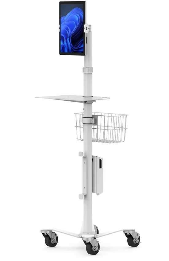 Compulocks UCLGMCRSTDW Rolling Cart VESA Medical Floor Stand With Universal Tablet Holder