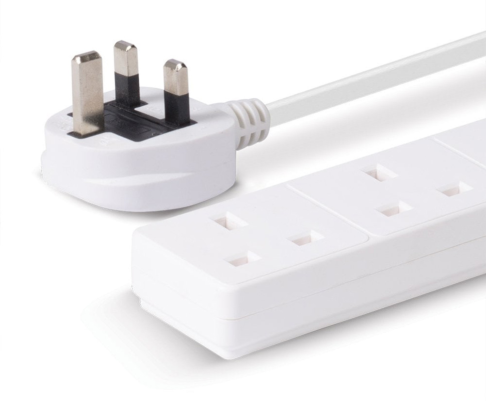Lindy 4-Way UK Mains Power Extension, White