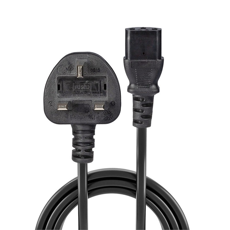Lindy 30431 0.7m UK 3 Pin Plug to IEC C13 mains power Cable
