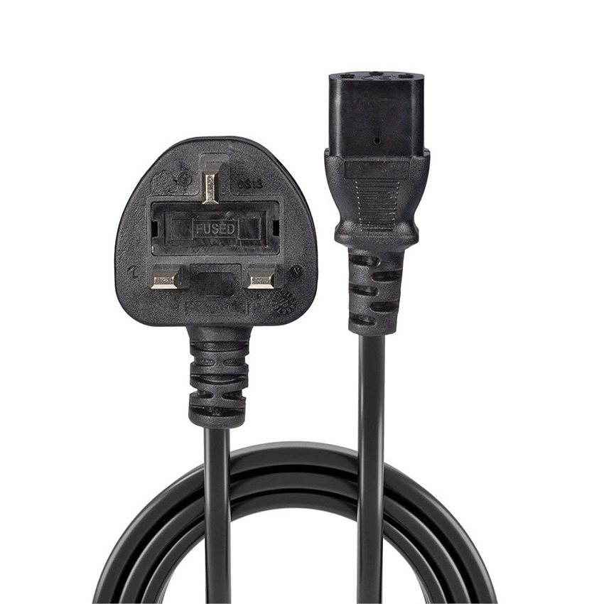 Lindy 30430 0.2m UK 3 Pin Plug To IEC C13 Mains Power Cable