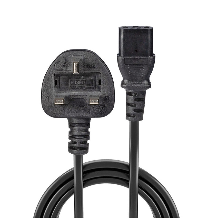 Lindy 30434 3m UK 3 Pin Plug To IEC C13 Mains Power Cable