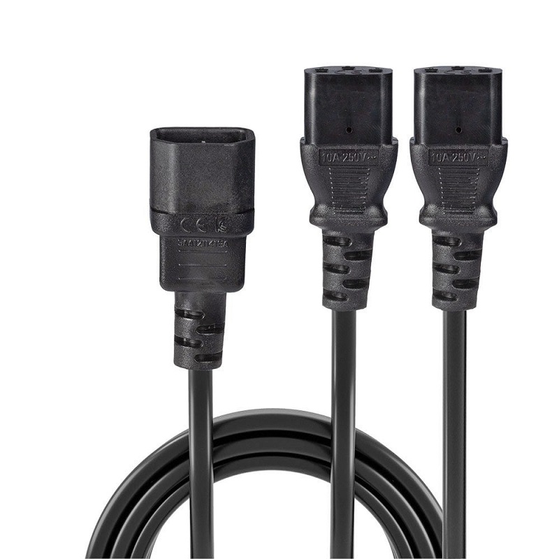 Lindy 30039 2m IEC Splitter Cable IEC C14 to 2 x IEC C13
