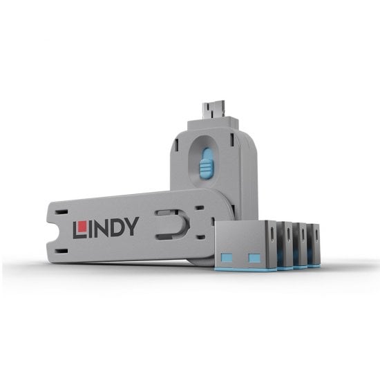Lindy USB Port Blocker, With Key - Pack of 4