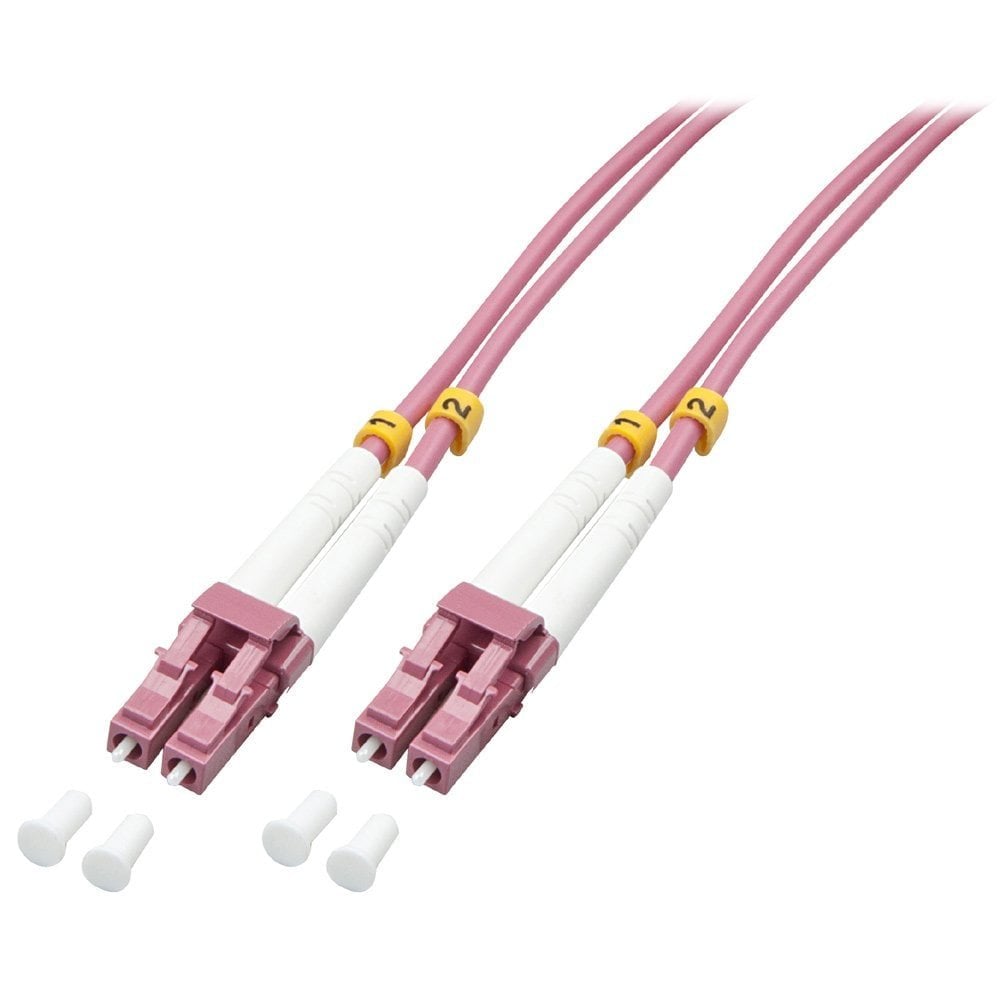 Lindy LC-LC OM4 50/125 Fibre Optic Patch Cable, Pink