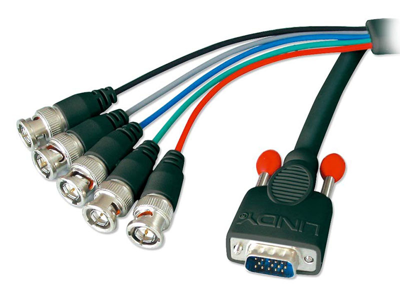 Lindy 31562 1.8m Premium SVGA to 5 x BNC Monitor Cable