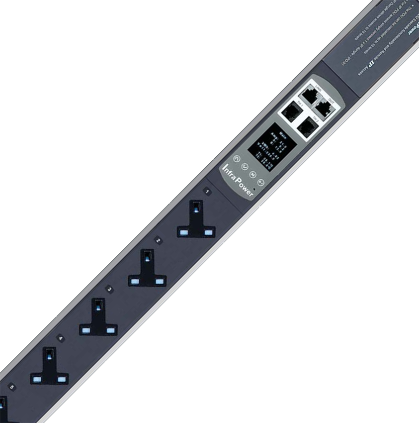 Austin Hughes 1 Phase Intelligent W Series Vertical PDU, UK 45° Sockets, 230V, 3m Cord