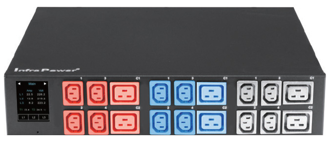Austin Hughes 3 Phase Intelligent WS Series Horizontal PDU, 12 x C13 / 12 x C19 Sockets, MCB, 2m Cor