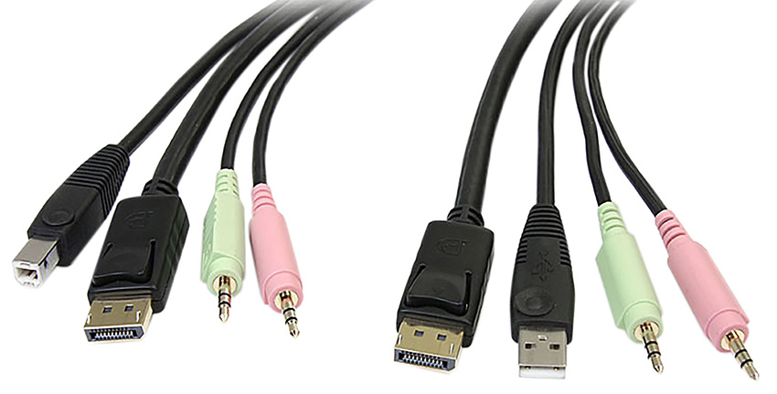 StarTech DP4N1USB6 6ft 4-in-1 USB DisplayPort KVM Switch Cable w/ Audio & Microphone