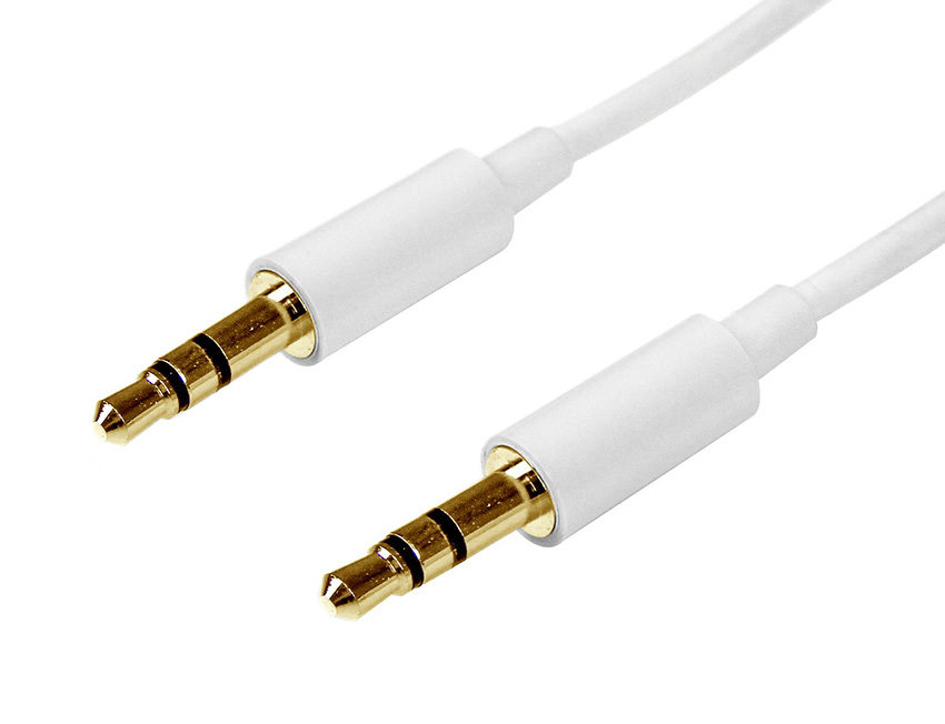 StarTech White Slim 3.5mm Stereo Audio Cable - Male to Male