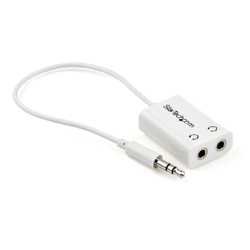 StarTech MUY1MFFADPW White Slim Min iJack Headphone Splitter Cable Adapter 