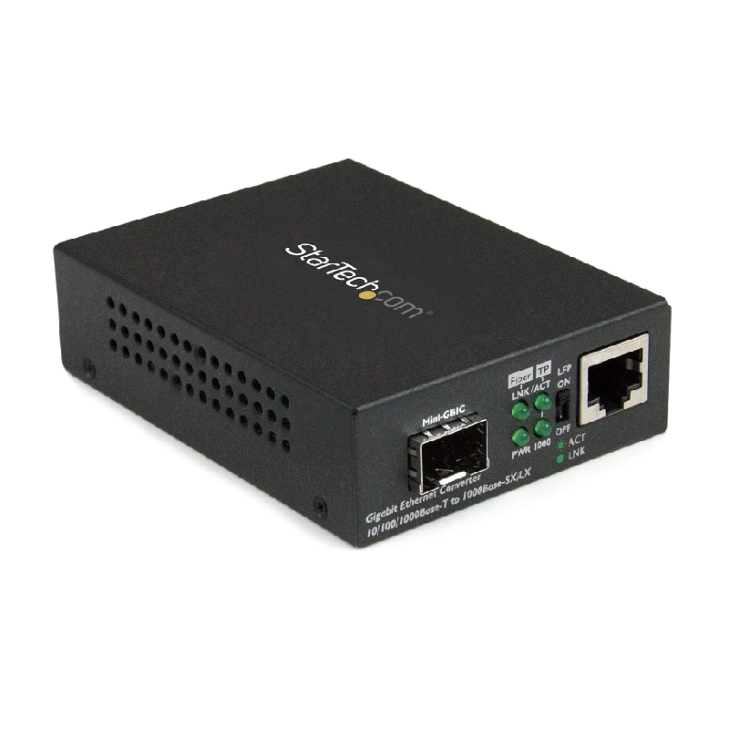 StarTech MCM1110SFP Gigabit Ethernet Fiber Media Converter with Open SFP