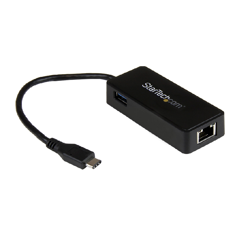 StarTech US1GC301AU USB-C to Gigabit Network Adapter with Extra USB 3.0 Port - Black