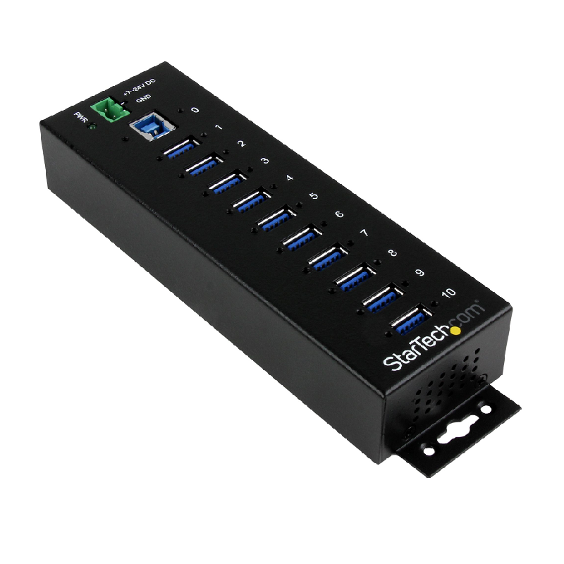 StarTech ST1030USBM 10-Port Industrial USB 3.0 Hub with ESD & 350W Surge Protection