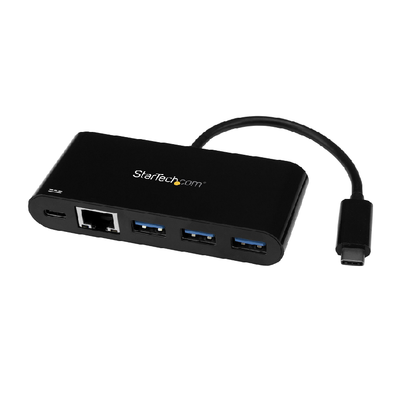 StarTech HB30C3AGEPD 3 Port USB-C to 3x USB-A Hub w/GbE & 60W Power Delivery 