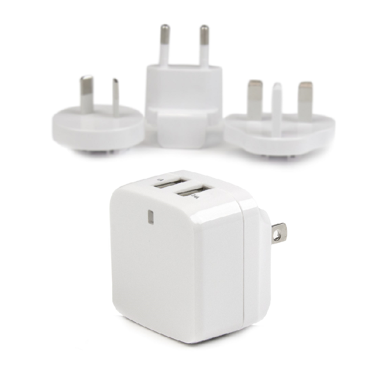 StarTech USB2PACWH Dual-Port USB Wall Charger - International Travel - 17W/3.4A - White