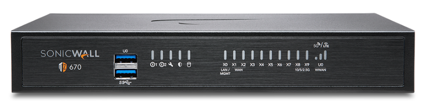 SonicWall 02-SSC-5858 TZ670 Firewall Appliance with 1 year of 8x5 Support & Firmware updates