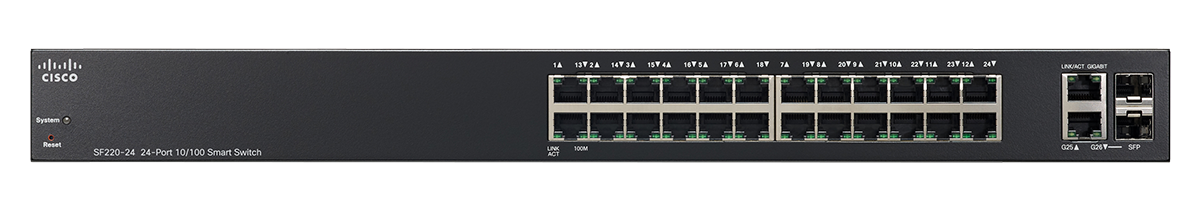 Cisco 220 Series SF220-24 24 Port 10/100 Smart Switch