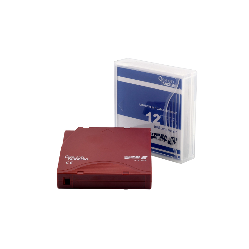 Overland-Tandberg 434132 LTO-8 Data Cartridge, 12.0/30.0TB, un-labeled with case