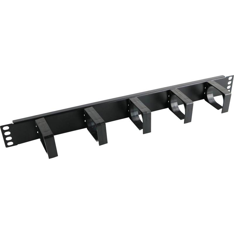 Excel 1U Cable Management Bar Black Plastic Rings