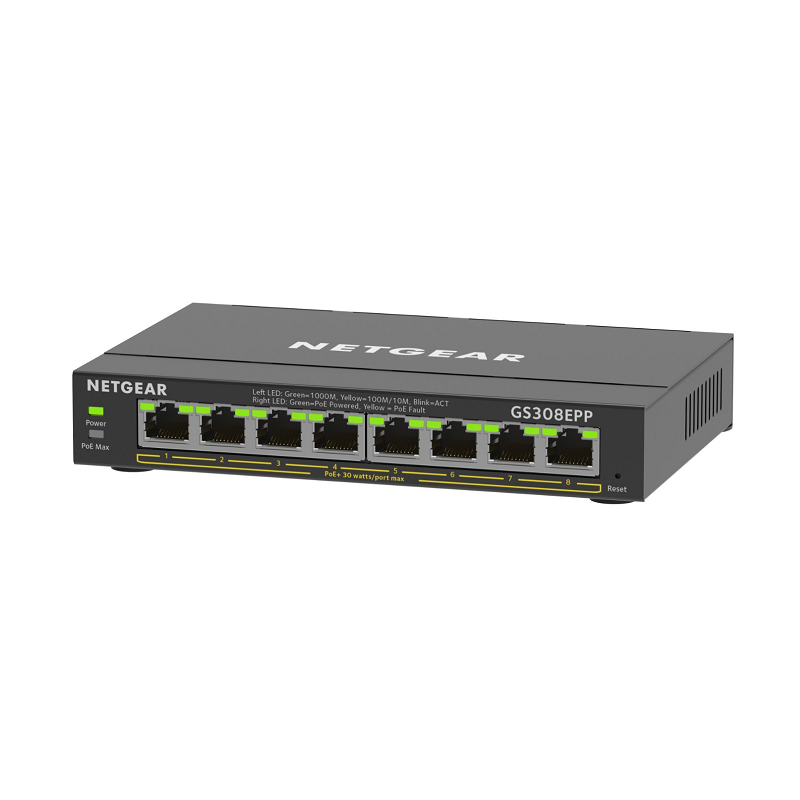 Netgear GS308EPP 8-Port PoE+ Gigabit Ethernet Plus Managed Switch