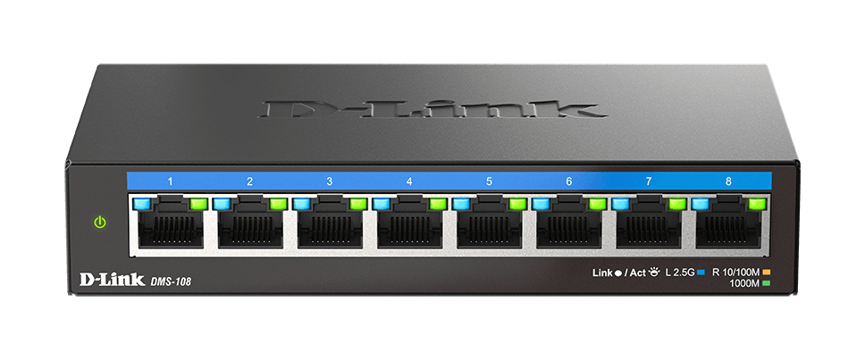 D-Link DMS-108 8-Port 2.5G Multi-Gigabit Unmanaged Desktop Switch