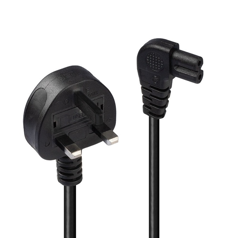 Lindy 30455 1m UK Plug to Right Angled IEC C7 Power Cable