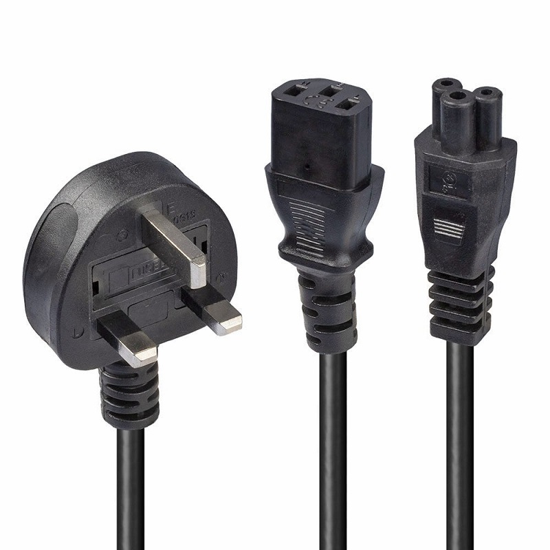 Lindy 30374 2.5m UK Plug -IEC C13, IEC C5 Splitter Ext Cable