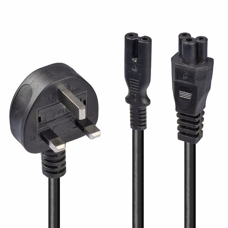 Lindy 30427 2.5m UK Plug - IEC C5, IEC C7 Splitter Ext Cable