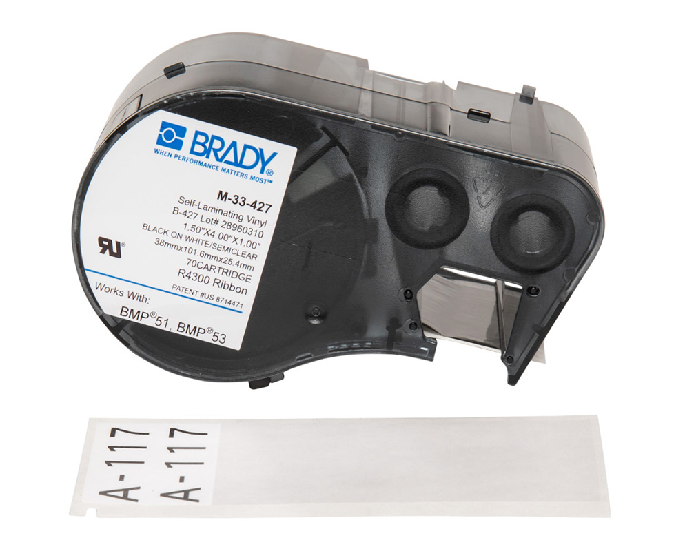 Brady B-427 Self-laminating Vinyl Wire and Cable Labels - BMP51, BMP53