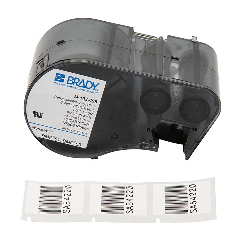Brady B-498 Repositionable Vinyl Cloth Wire and Cable Labels - BMP51, BMP53