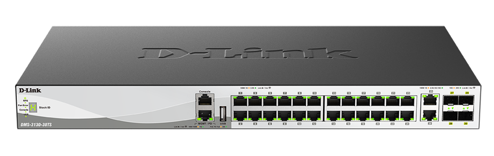 D-Link DMS-3130-30TS 30-Port Layer 3 Stackable Multi-Gigabit Managed Switch