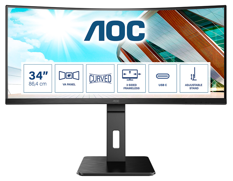AOC CU34P2C 34in UltraWide Quad HD LED Monitor 3440 X 1440 Pixels Black