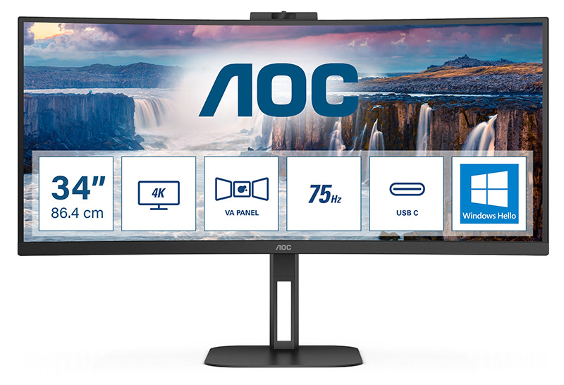 AOC V5 CU34V5CW 34in Curved Wide Quad HD LED Monitor 3440 x 1440 pixels Black