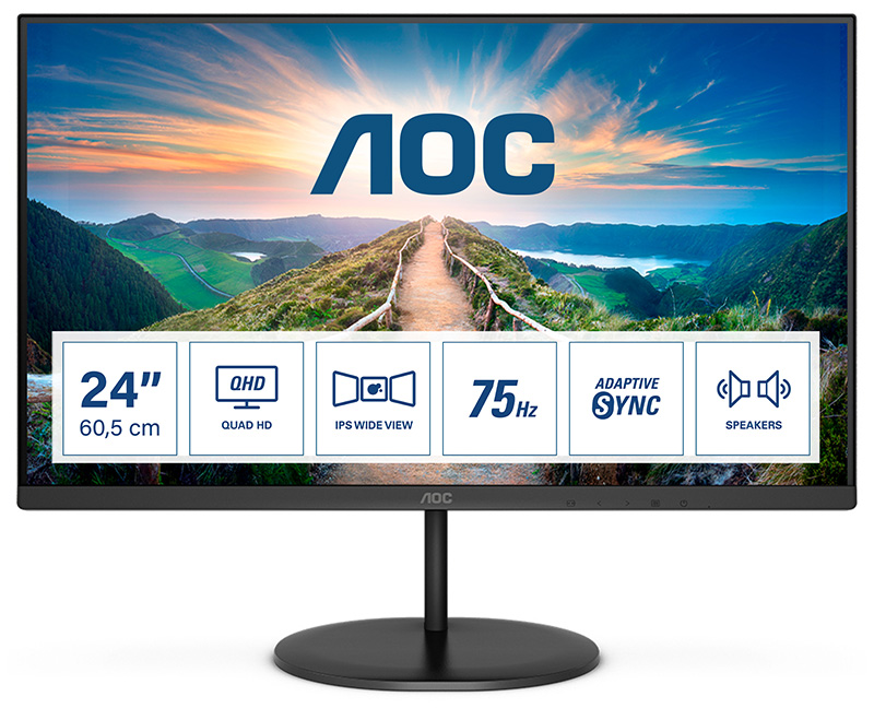 AOC V4 Q24V4EA 23.8in 2K Ultra HD LED Monitor 2560 X 1440 Pixels Black
