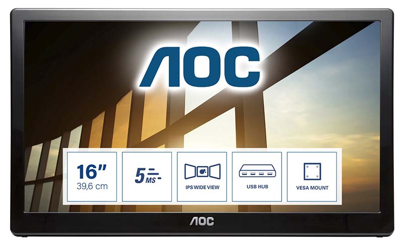 AOC I1659FWUX 15.6in Full HD LCD Monitor 1920 X 1080 Pixels Black