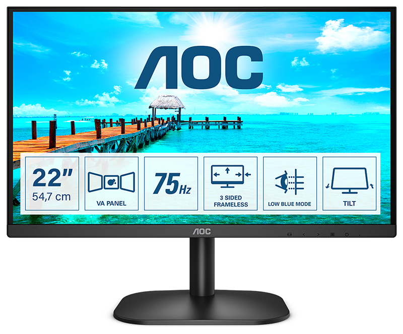 AOC B2 22B2DA 21.5in Full HD LED Display 1920 X 1080 Pixels Black