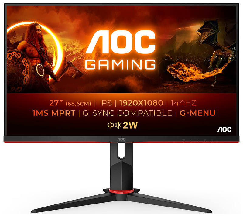 AOC G2 27G2AE/BK 27in Full HD LED Monitor 1920 x 1080 pixels Black, Red