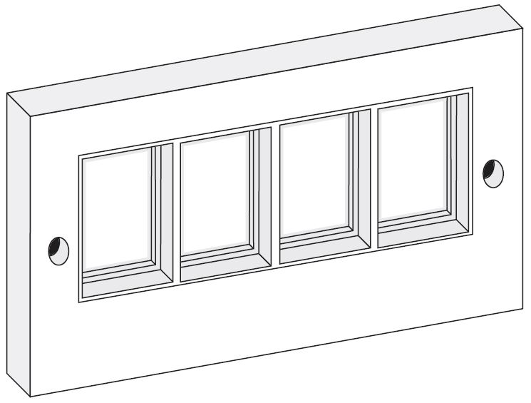 Molex Double Gang Wallplate Four Aperture 86mm x 146mm Aperture